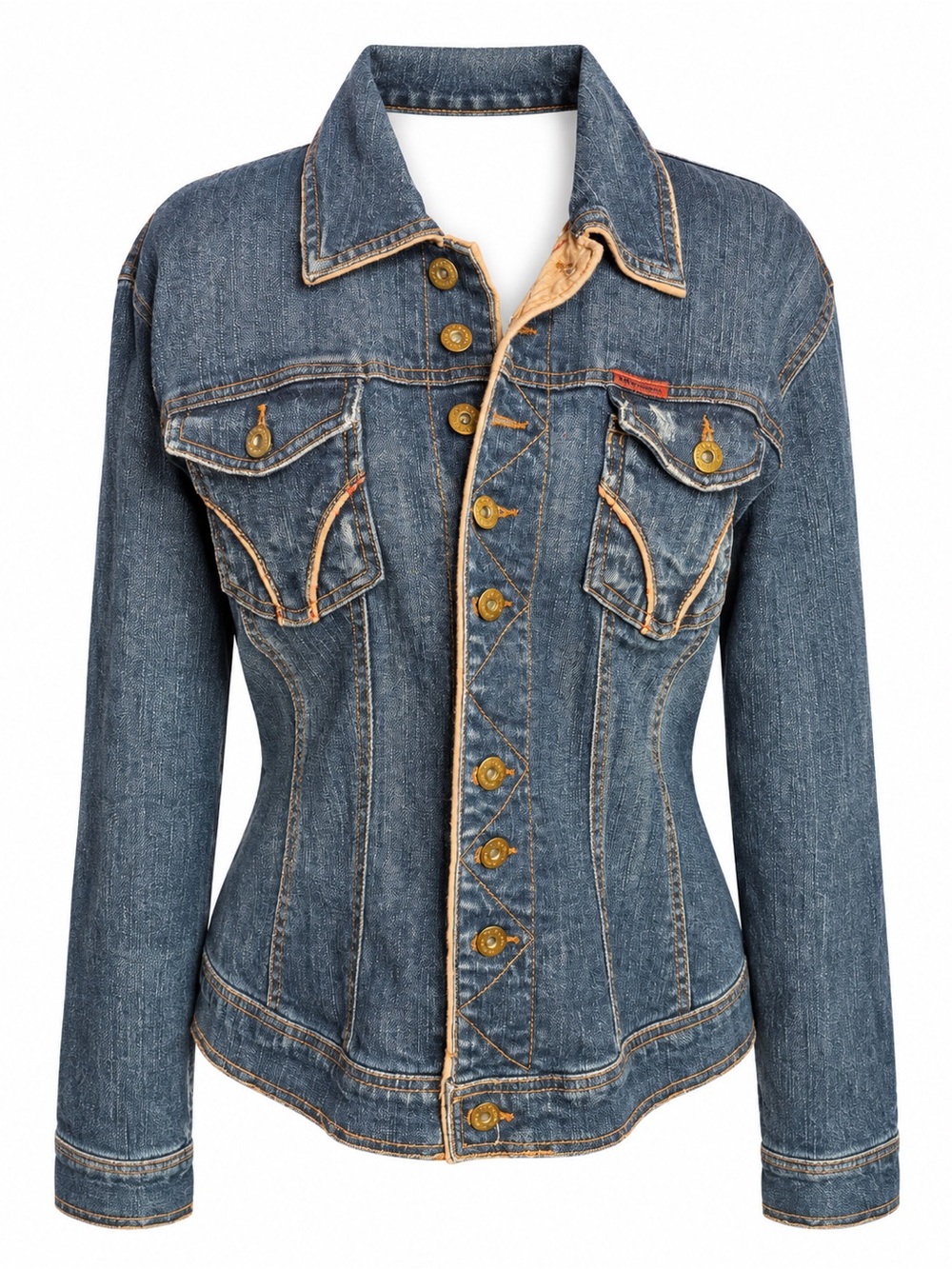 Dolce & Gabbana Fitted Blue Denim Jacket with Contrast Stitching
